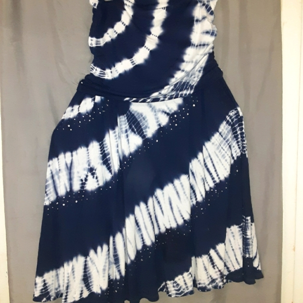 INC Blue/White Tie-dye Dress